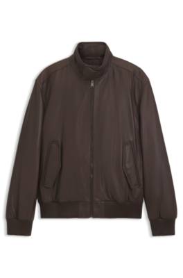 Boss Padded leather jacket with stand collar skinnjackor herr – bild 4
