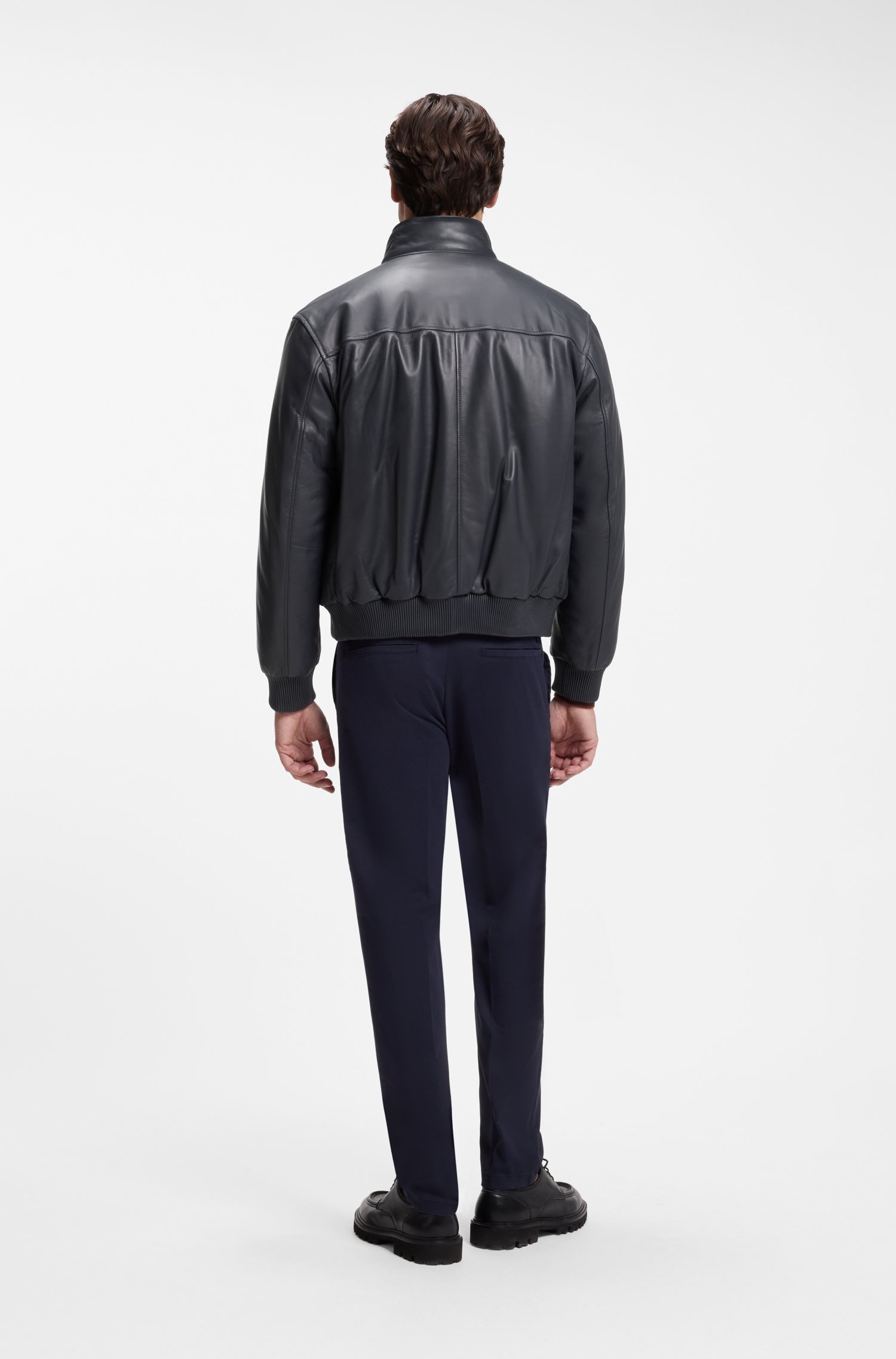 Boss Padded leather jacket with stand collar jackor herr – bild 2