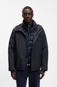 Waterproof and windproof hooded casual jacket, Dark Blue