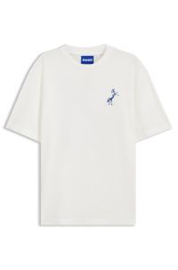 Crew-neck cotton T-shirt with desert print, White