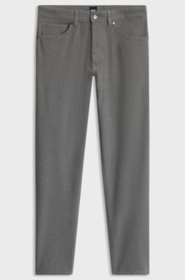 Pantalon Regular en coton stretch m&eacute;lang&eacute;, Gris sombre