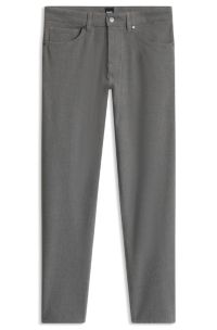 Pantalon Regular en coton stretch m&eacute;lang&eacute;, Gris sombre