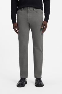 Pantalon Regular en coton stretch m&eacute;lang&eacute;, Gris sombre