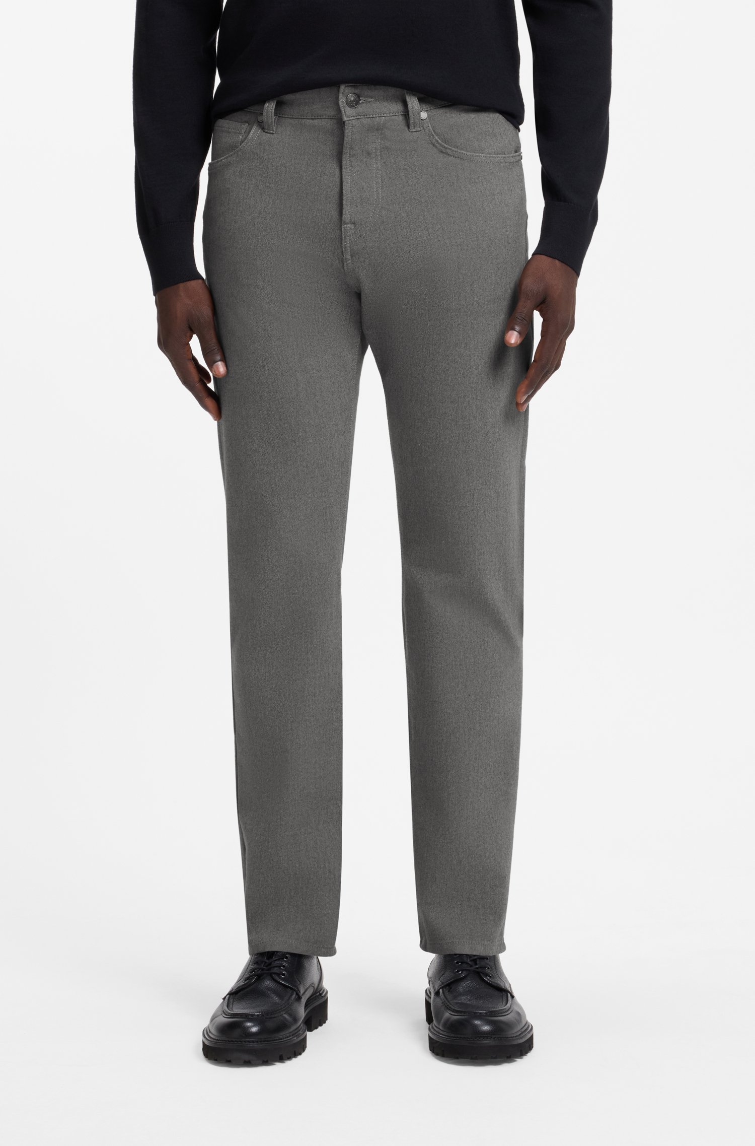 Boss Regular-fit trousers in stretch-cotton blend byxor herr
