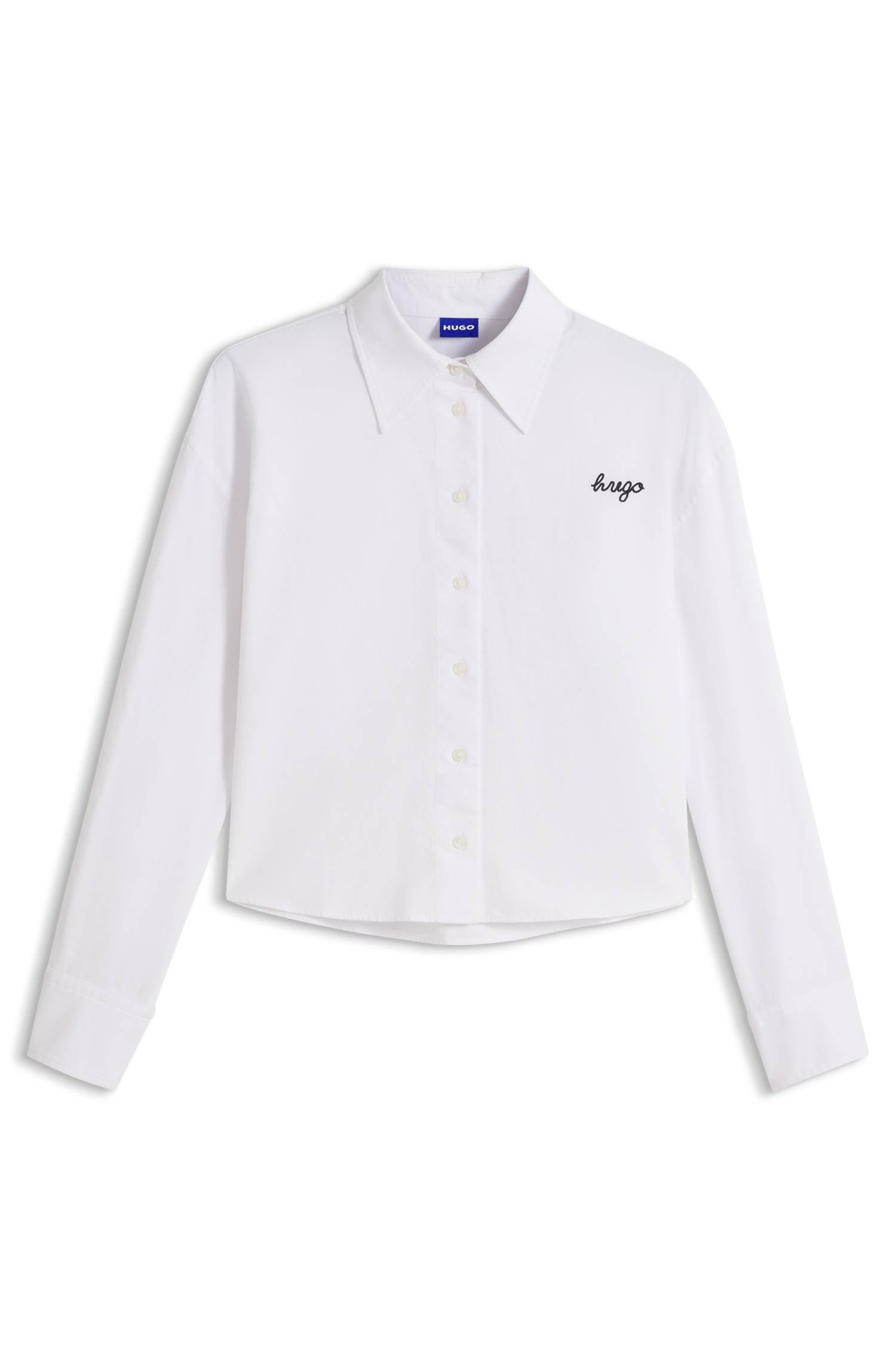 Hugo Cropped relaxed-fit blouse in Oxford cotton skjortor & blusar dam – bild 4