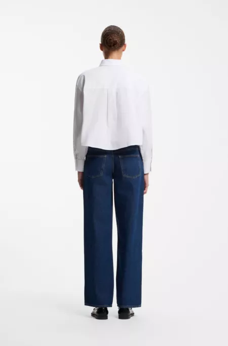 Cropped relaxed-fit blouse in Oxford cotton