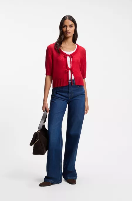 Tie-front knitted cardigan