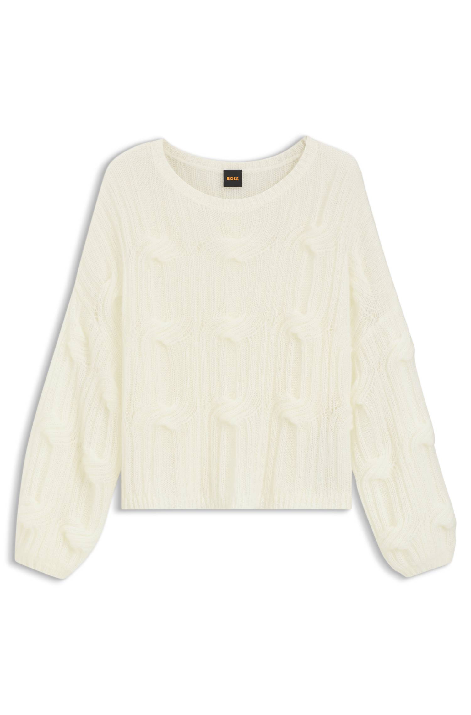 Boss Oversized-fit sweater with cable-knit structure stickade tröjor dam – bild 4