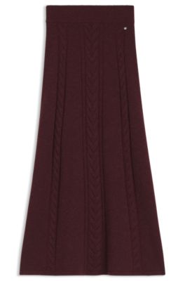 Maxi skirt with cable-knit structure, Red