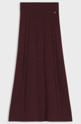 Maxi skirt with cable-knit structure, Red