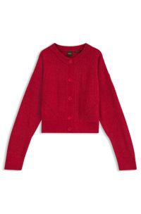 Relaxed-fit cardigan with open-knit details, Red