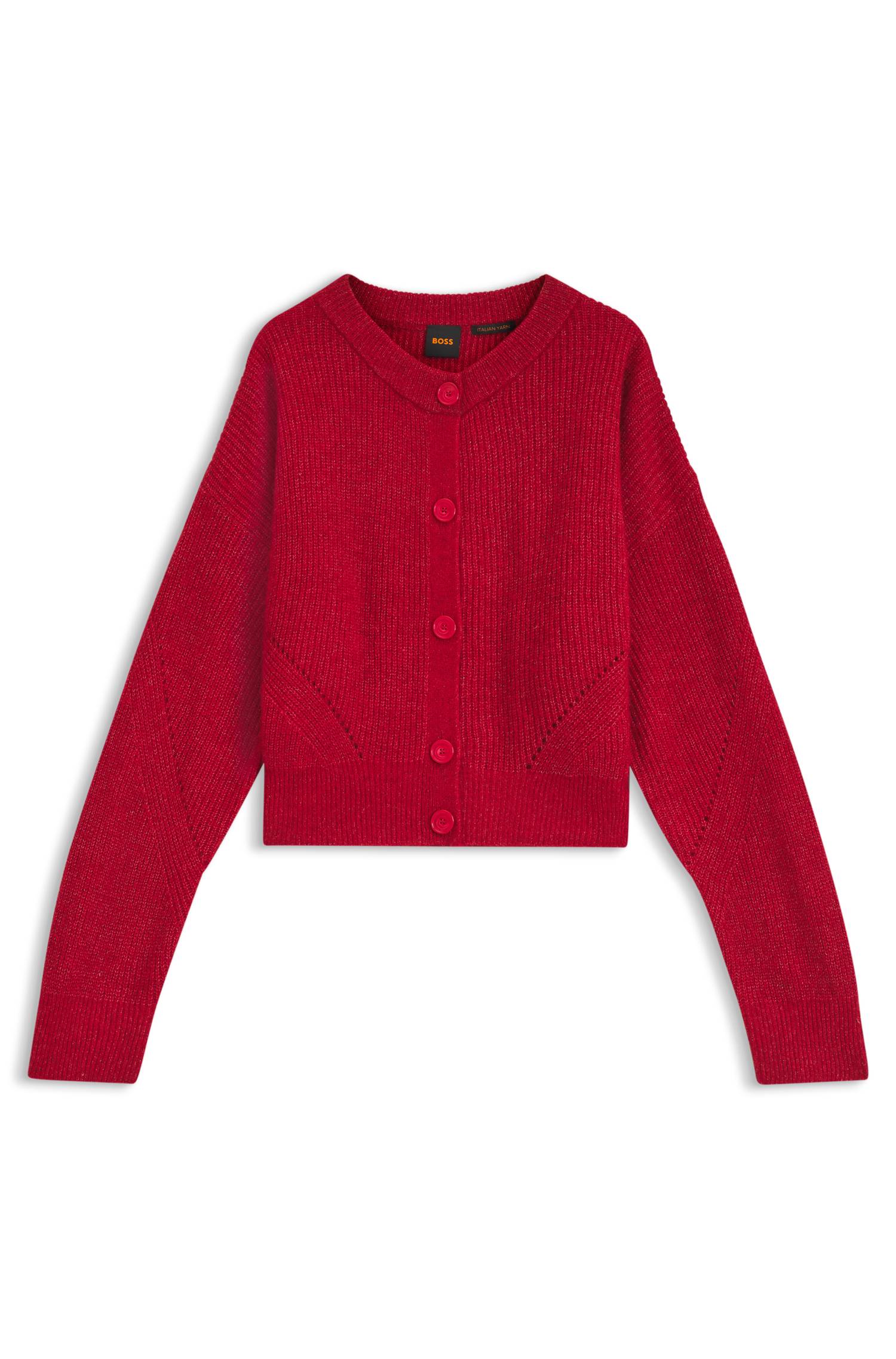 Boss Relaxed-fit cardigan with open-knit details dam – bild 4