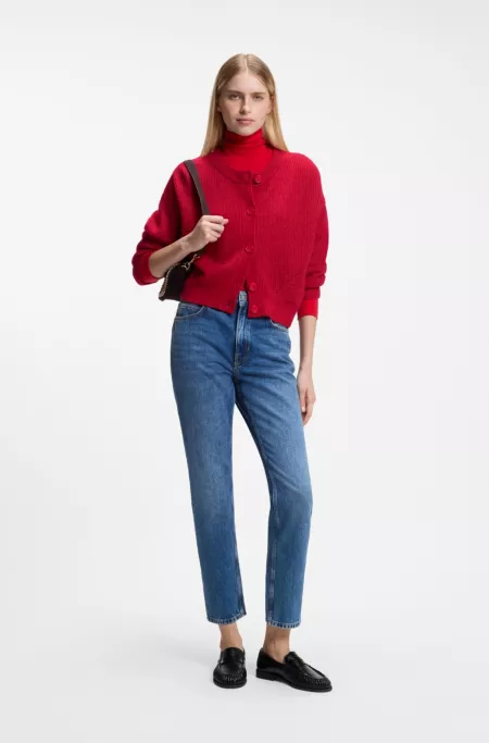 Relaxed-fit cardigan with open-knit details