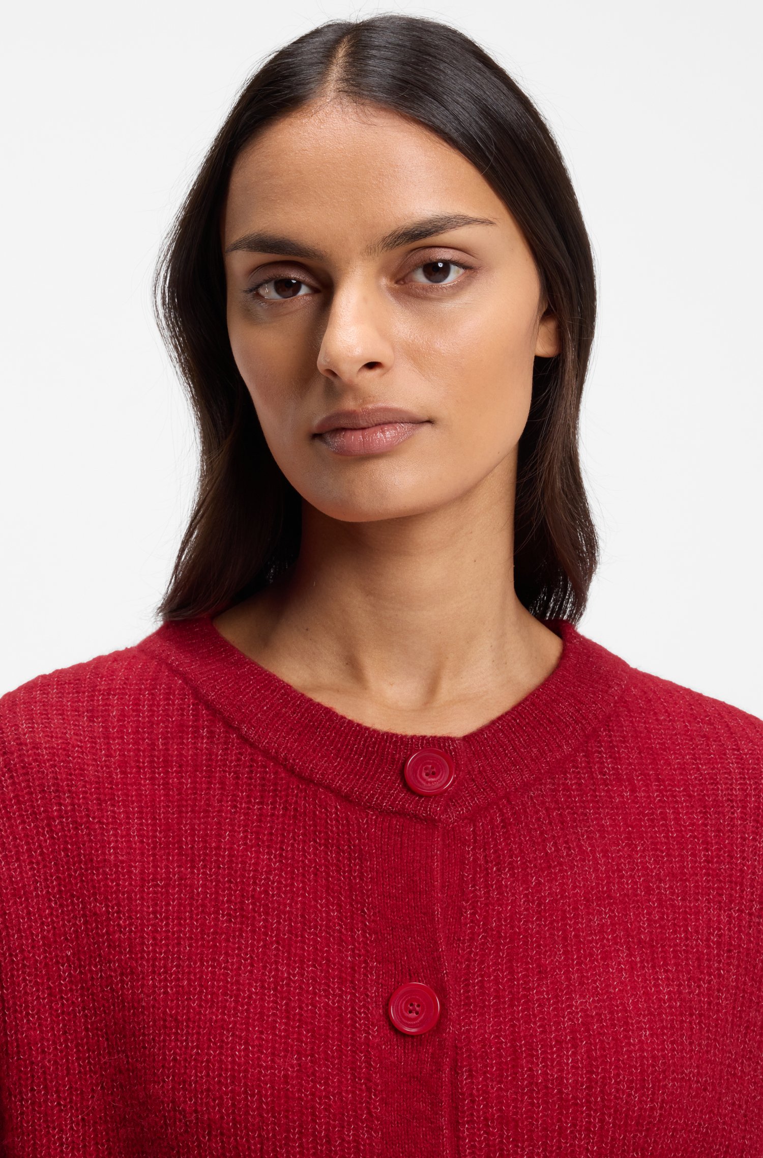 Boss Relaxed-fit cardigan with open-knit details dam – bild 3