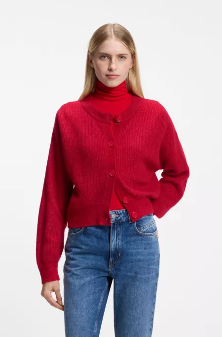 Relaxed-fit cardigan with open-knit details