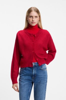 Relaxed-fit cardigan with open-knit details