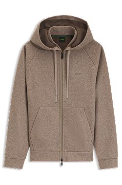 Relaxed-fit zip-up hoodie with double neckline