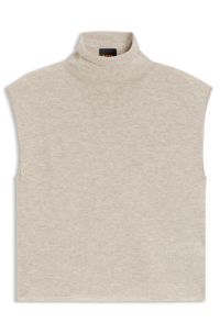 Mock-neck top in cashmere and virgin wool, Light Beige