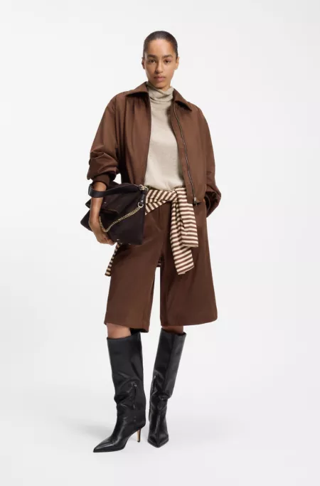 Mock-neck top in cashmere and virgin wool