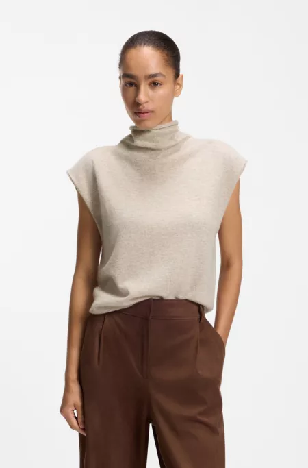Mock-neck top in cashmere and virgin wool