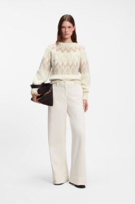 Knitted sweater with Fair Isle pattern, Light Beige