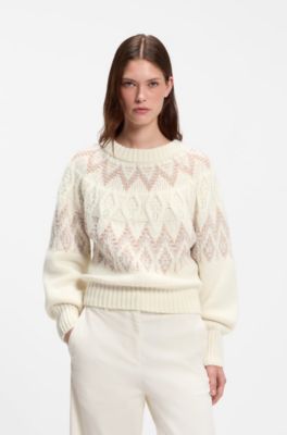 Knitted sweater with Fair Isle pattern, Light Beige