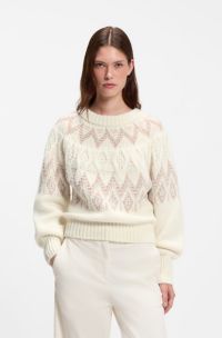 Knitted sweater with Fair Isle pattern, Light Beige