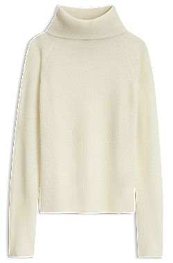 Rollneck sweater with open-knit structure