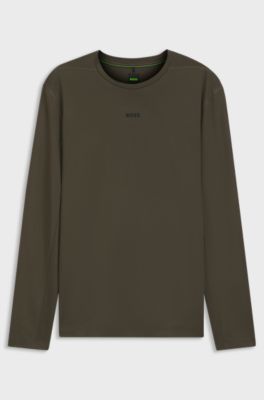 Active T-shirt Slim en maille pointelle stretch, Marron fonc&eacute;