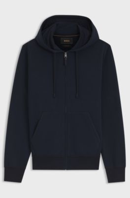 Wool-blend hoodie with premium Alcantara details, Dark Blue