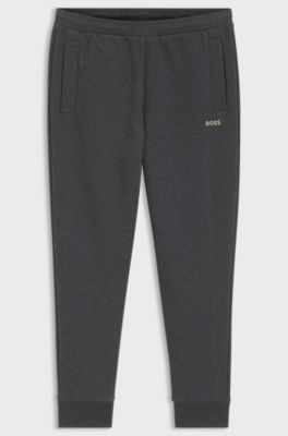 Tracksuit set in cotton-blend piqu&eacute;, Dark Grey