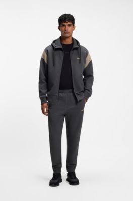 Tracksuit set in cotton-blend piqu&eacute;, Dark Grey