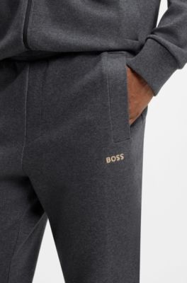 Tracksuit set in cotton-blend piqu&eacute;, Dark Grey