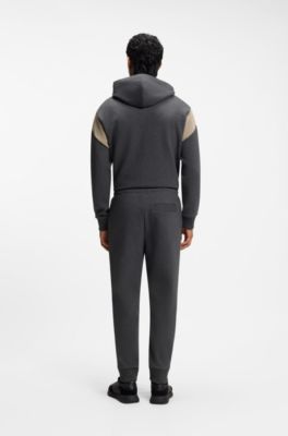 Tracksuit set in cotton-blend piqu&eacute;, Dark Grey