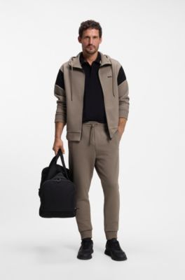 Tracksuit set in cotton-blend piqu&eacute;, Light Brown