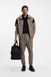 Tracksuit set in cotton-blend piqu&eacute;, Light Brown