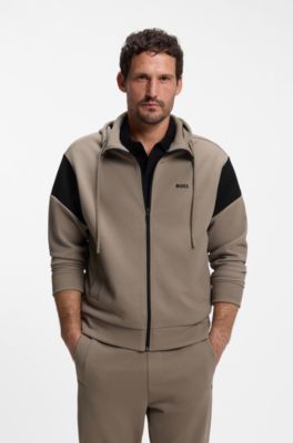 Tracksuit set in cotton-blend piqu&eacute;, Light Brown