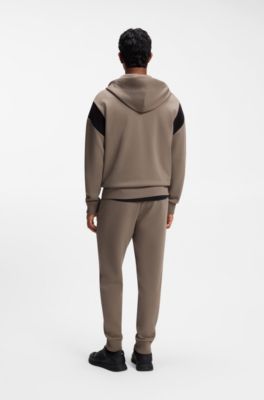 Tracksuit set in cotton-blend piqu&eacute;, Light Brown