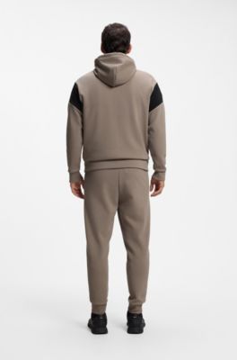 Tracksuit set in cotton-blend piqu&eacute;, Light Brown