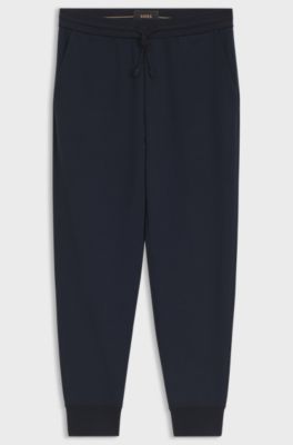 Cotton-wool blend trousers with Alcantara details, Dark Blue