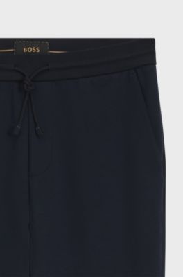 Cotton-wool blend trousers with Alcantara details, Dark Blue