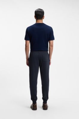 Cotton-wool blend trousers with Alcantara details, Dark Blue