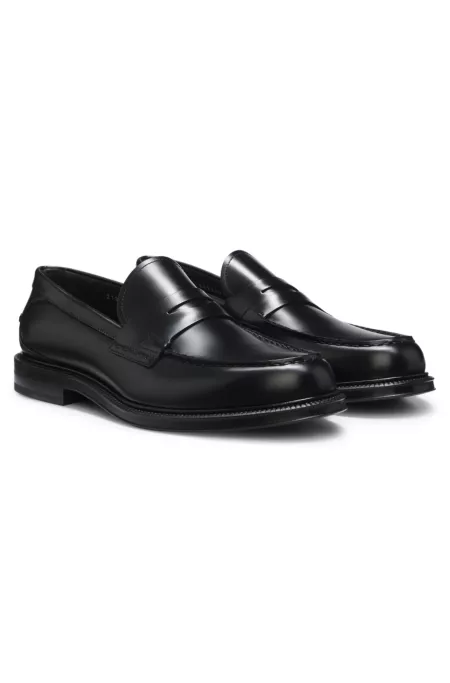 Brush-off leather college loafers made in Italy