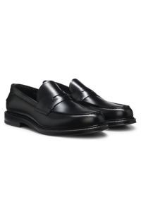 Brush-off leather college loafers made in Italy, Black