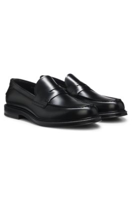 Brush-off leather college loafers made in Italy