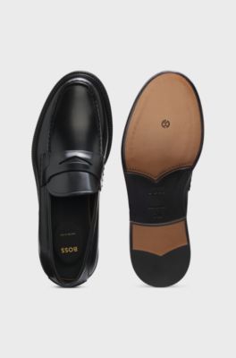 Brush-off leather college loafers made in Italy, Black
