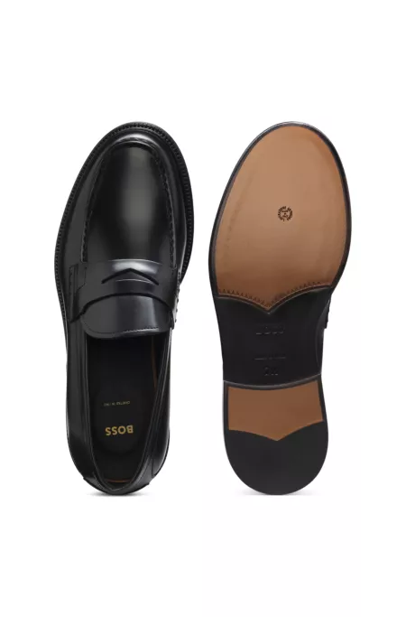 Brush-off leather college loafers made in Italy
