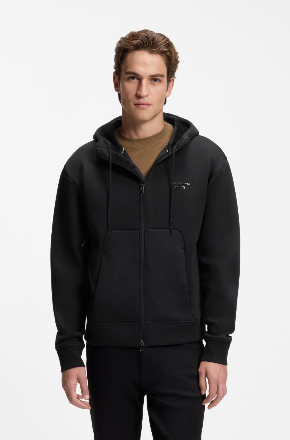 Porsche x BOSS relaxed-fit zip-up hoodie with logo