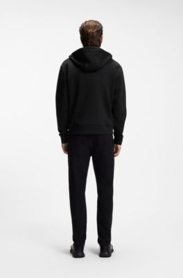 Porsche x BOSS relaxed-fit zip-up hoodie with logo, Black