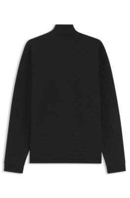 Porsche x BOSS zip-up sweatshirt with Pasha-check jacquard, Black